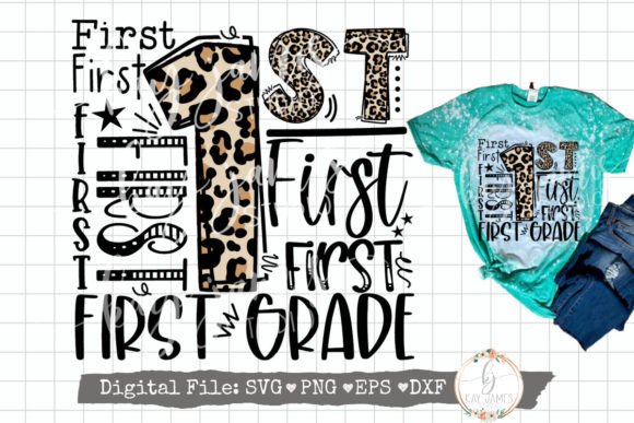 First Grade Typography Graphics for Modern T-Shirt Designs