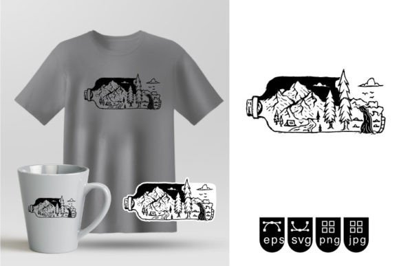 Nature Adventure Scenery in a Bottle: Perfect for T-Shirt Designs and Graphics
