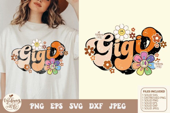 Retro Gigi with Daisy Graphics for T-Shirt Designs