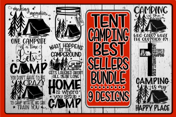Tent Camping Bundle SVG PNG for T-Shirt Graphics