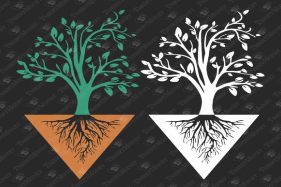 Tree Roots Nature Foliage Symbol for T-Shirt Designs & Graphics